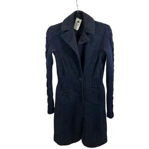 Ladies Q,C Brand Wool Blend Navy‎ Blue Button Front Jacket Small Made in Italy
